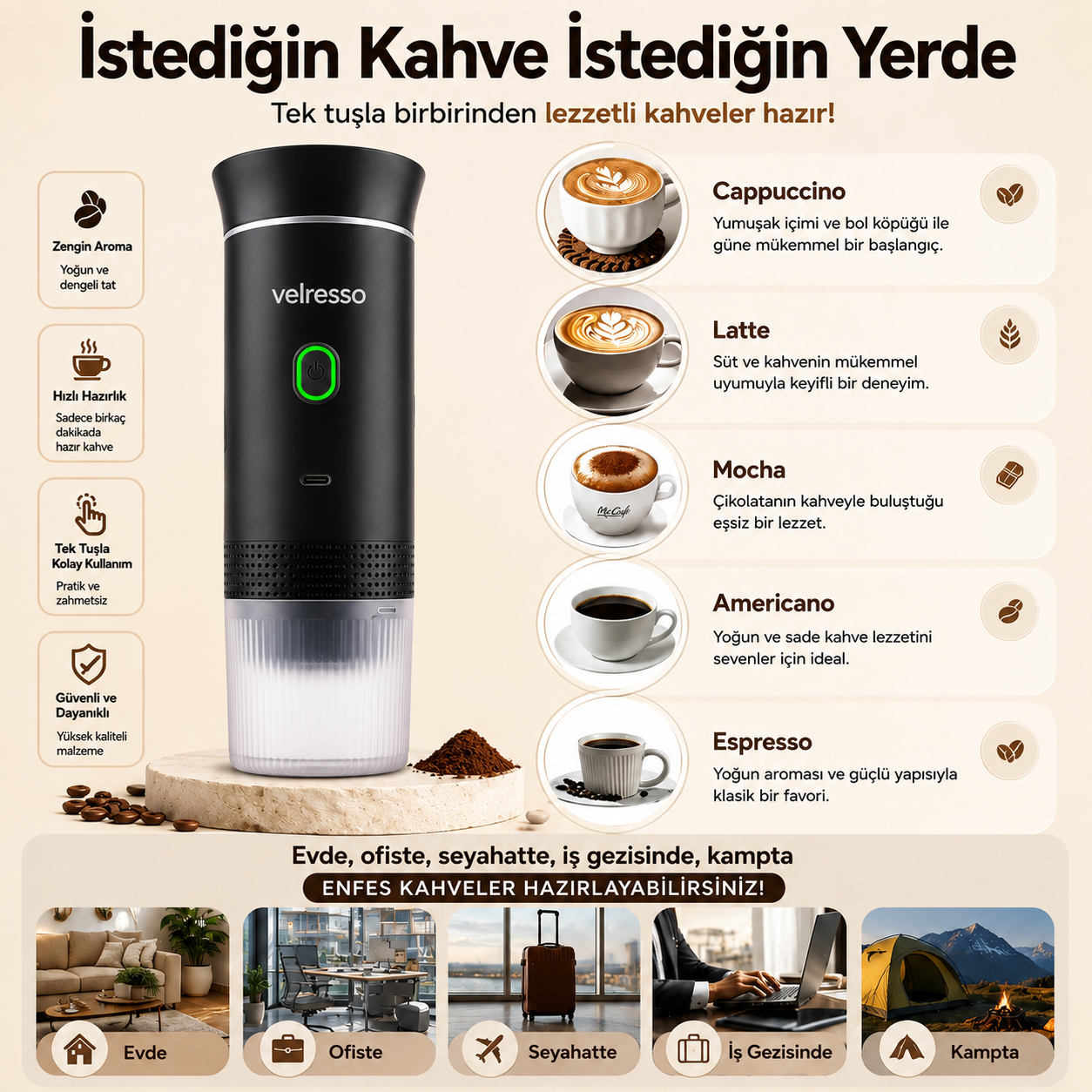 Velresso™ Taşınabilir  Espresso  Kahve Makinesi