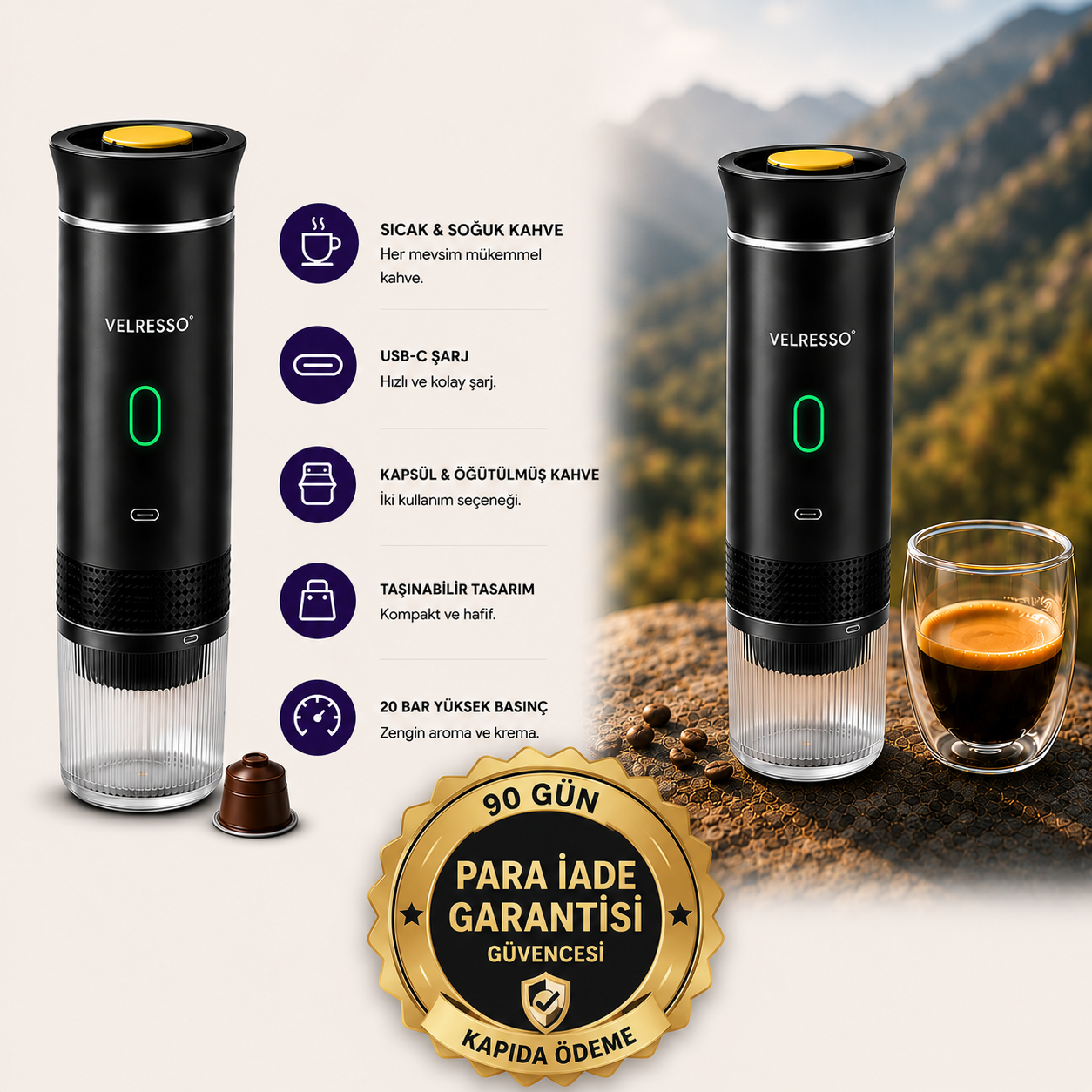 Velresso™ Taşınabilir  Espresso  Kahve Makinesi
